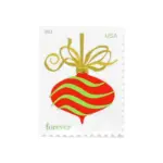 2011 First-Class Forever Stamp - Holiday Baubles: Green and Red Wavy Line Ornament (Ashton Potter)