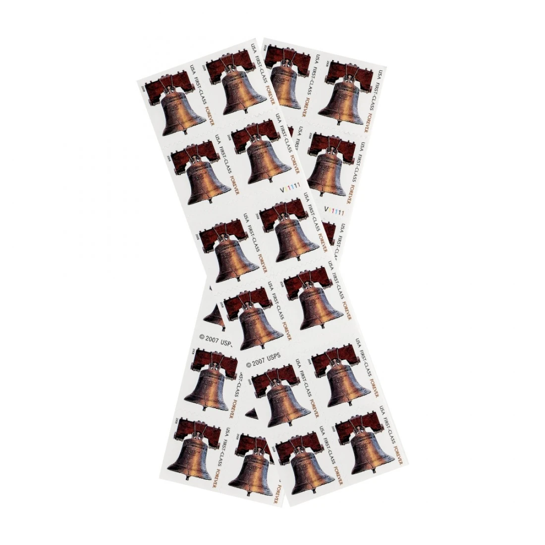 close up of us post office flag stamp showing microprinting and uv tagging verification