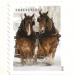 10 Forever Horse Stamps Christmas Sleigh Ride Holiday Horses Stamps for Mailing Christmas Cards