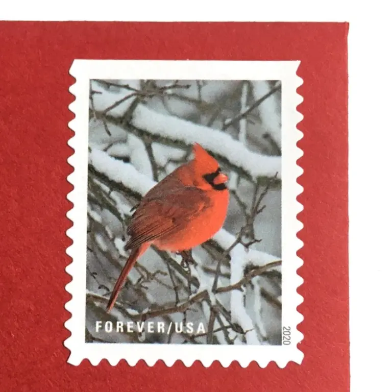 10 Cardinal Forever Stamps Christmas Cardinal Postage Stamps Red Cardinal Forever Stamps for Mailing