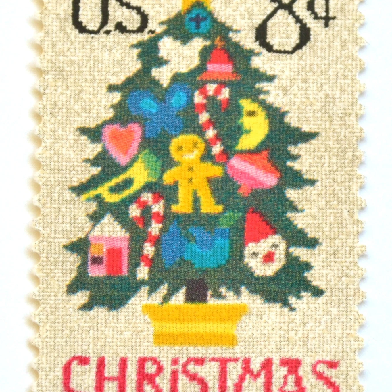 product_image_1774524649 10 Christmas Tree Stamps Unused Cross Stitch Holiday Postage for Mailing
