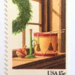 10 Vintage Christmas Postage Stamps Toy Shop Wreath Unused Holiday Stamps for Mailing