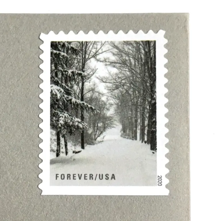 10 Winter Forest Forever Stamps Holiday Woods in Snow Postage Stamps for Mailing