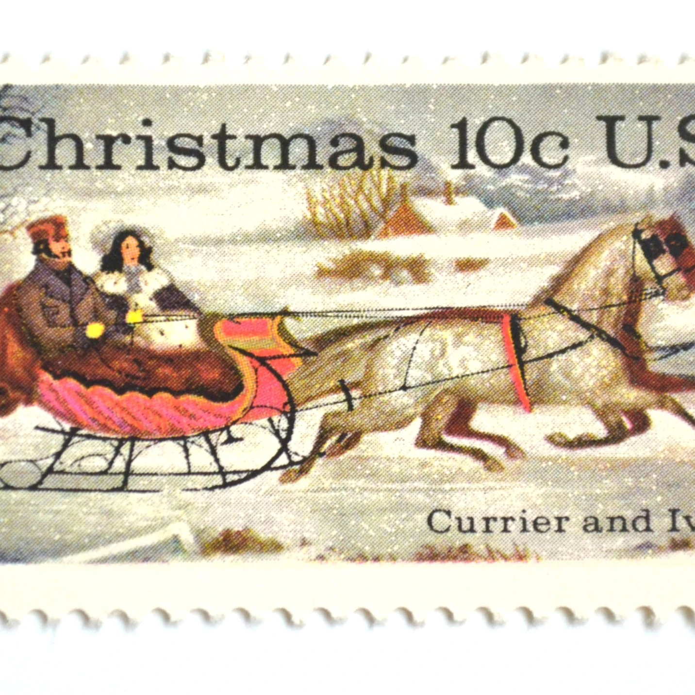 product_image_1774525067 10 Vintage Currier and Ives Christmas Stamps Unused for Mailing