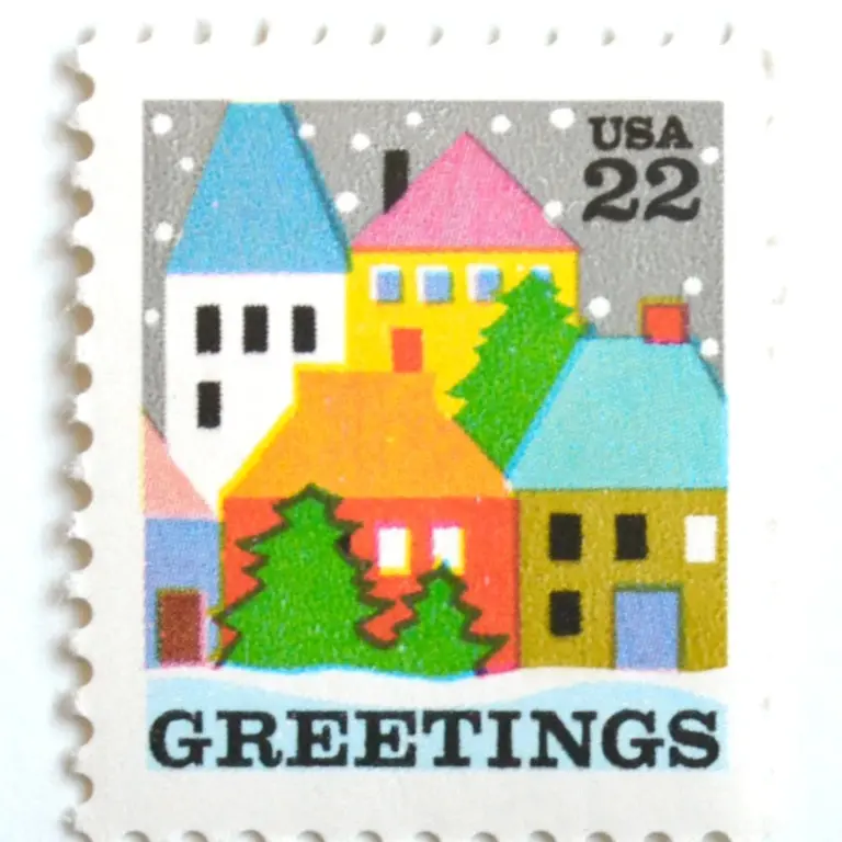 10 Holiday Greetings Vintage Postage Stamps for Mailing Christmas Cards
