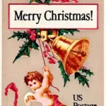 10 Vintage Christmas Stamps Unused 10 Cent Holly and Christmas Angel Postage