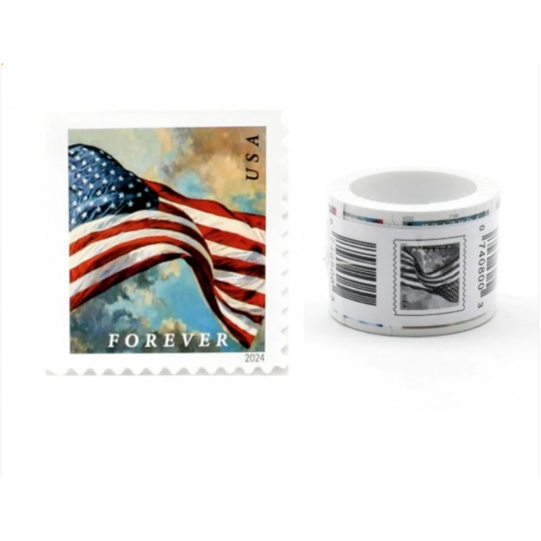 2024 U.S. Flags Forever Stamps Coil of 100 where can you buy postage stamps near me