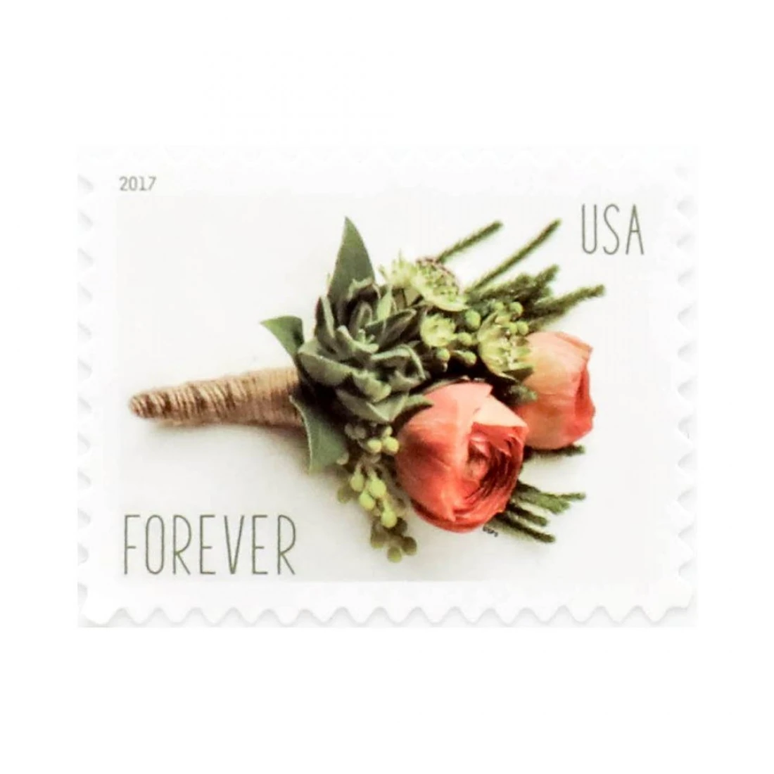 2017 love stamp Celebration Boutonniere design close-up view