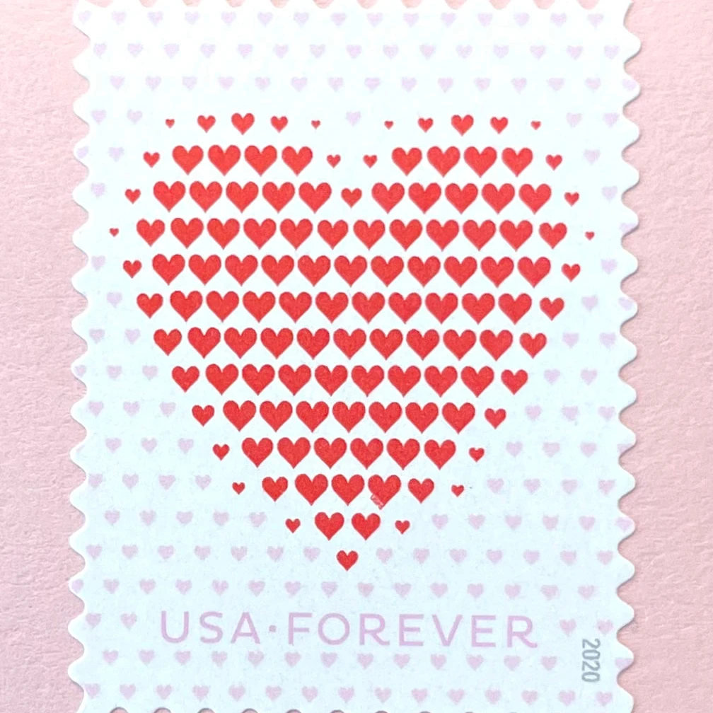 love stamps 2025 heart forever design