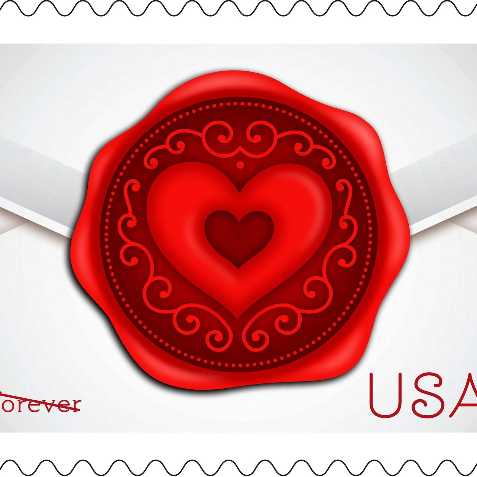 love stamps forever red wax seal vintage design