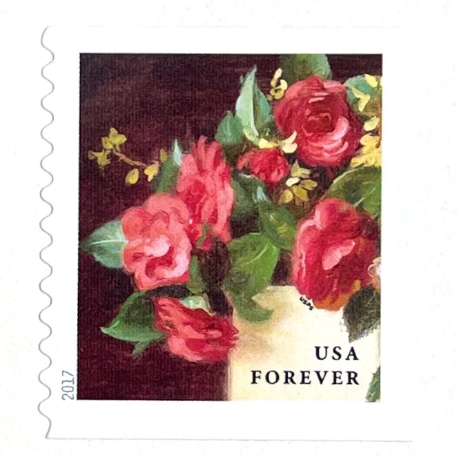 10 Red Flower Forever Stamps Unused Postage For Mailing Wedding Invitations
