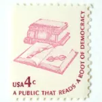10 Vintage Pink Stamps Books and Reading Unused Vintage Postage for Mailing