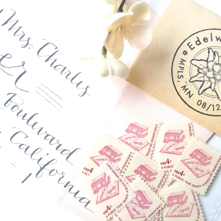 10 Vintage Pink Stamps Books and Reading Unused Vintage Postage for Mailing