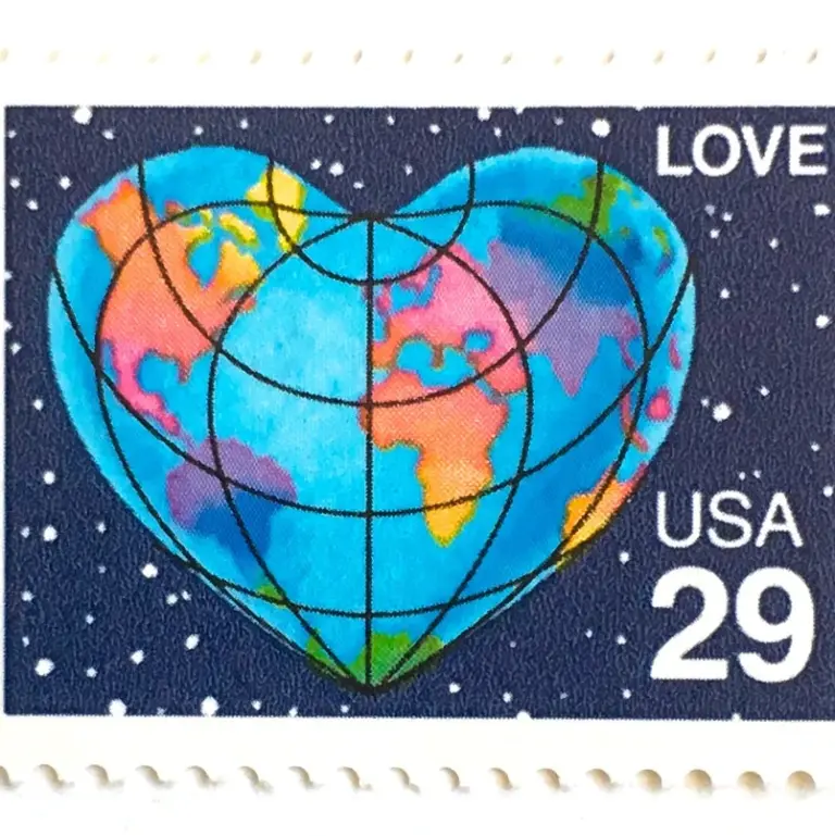 10 Earth Love Stamps Vintage Heart Shaped Planet Earth from Space LOVE Stamps 29 Cent Postage Stamps for Mailing