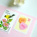 10 Candy Hearts Stamps Sweethearts Vintage Postage Stamps for Mailing