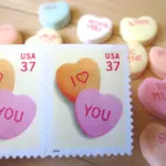 10 Candy Hearts Stamps Sweethearts Vintage Postage Stamps for Mailing