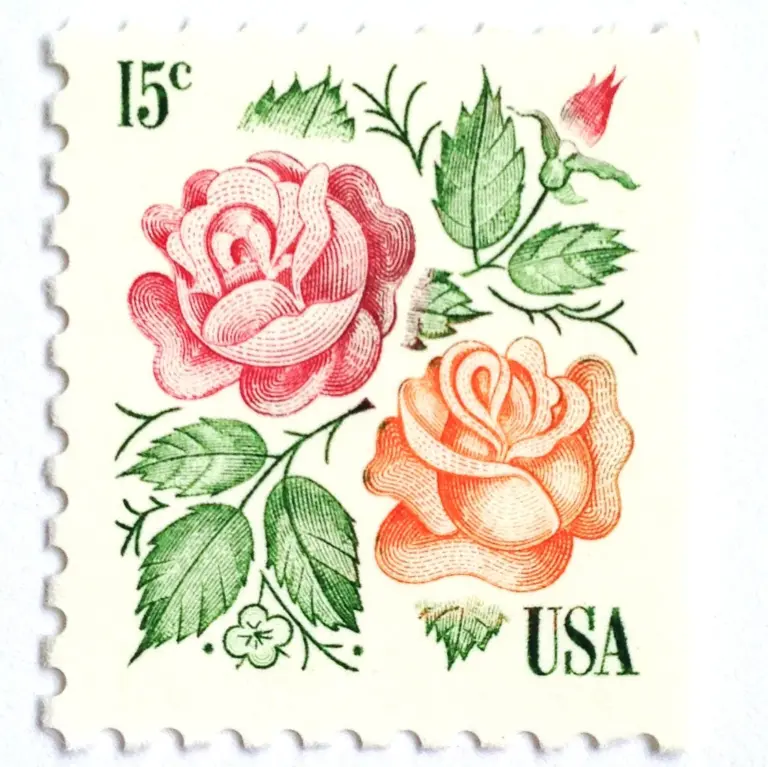 10 Vintage Rose Stamps Unused Flower Postage For Mailing Cards Invitations