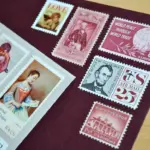 10 Vintage Oil Painting Postage Stamps // Old World Fine Art US Postage // 10 Cent Pink Stamps for Mailing Cards and Wedding Invitations