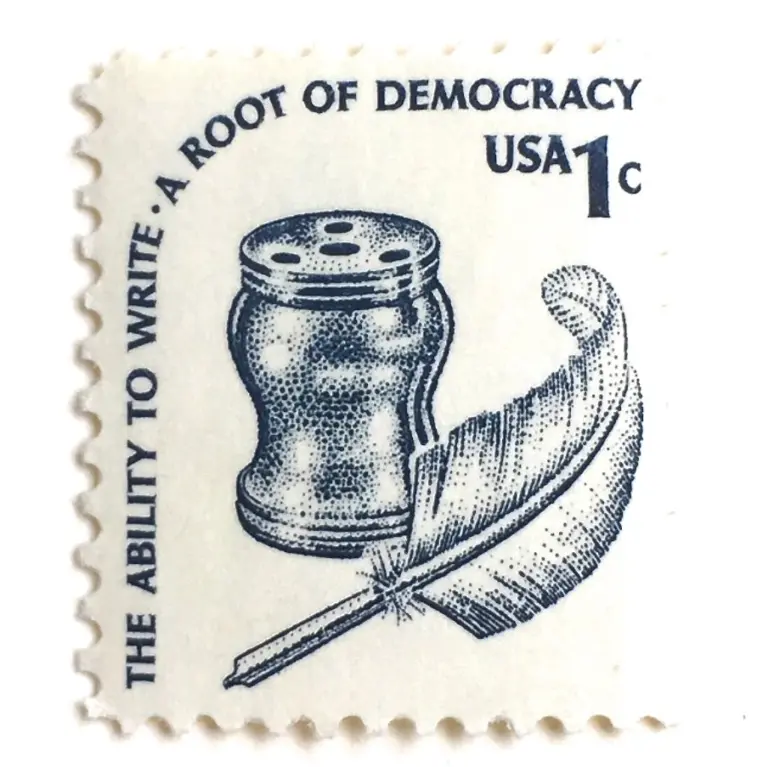 10 Quill Pen and Ink Postage Unused Vintage Stamps for Mailing