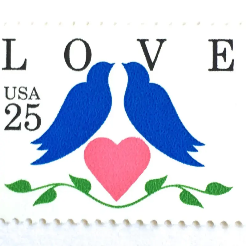 10 Blue Love Birds Postage Stamps Unused Vintage Postage for Mailing
