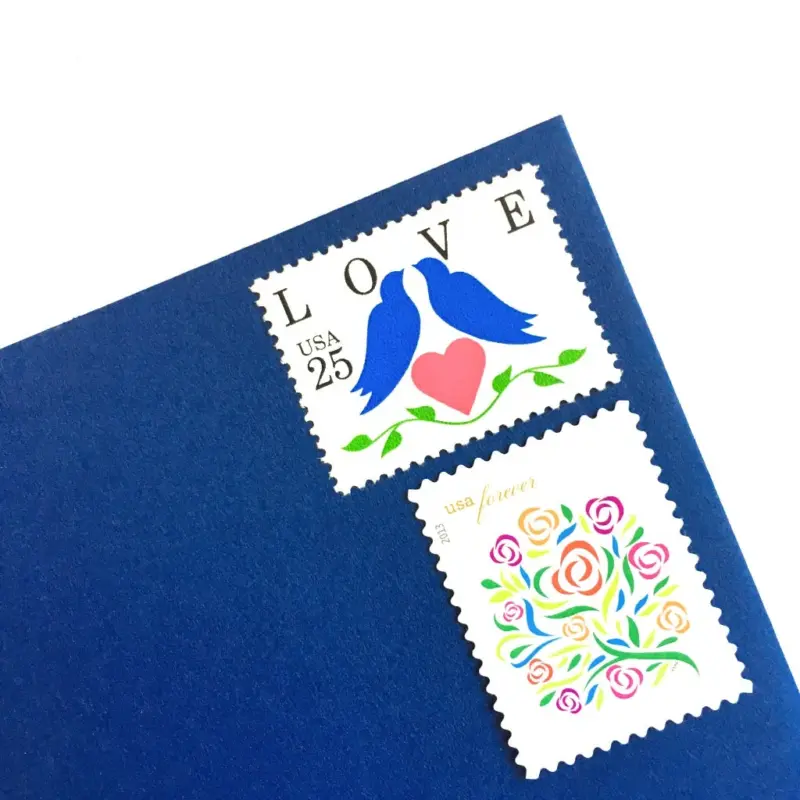 10 Blue Love Birds Postage Stamps Unused Vintage Postage for Mailing