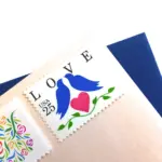 10 Blue Love Birds Postage Stamps Unused Vintage Postage for Mailing