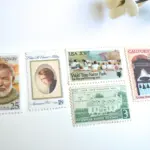 10 Vintage Poet Postage Stamps Neutral Palette Stamps Unused for Mailing
