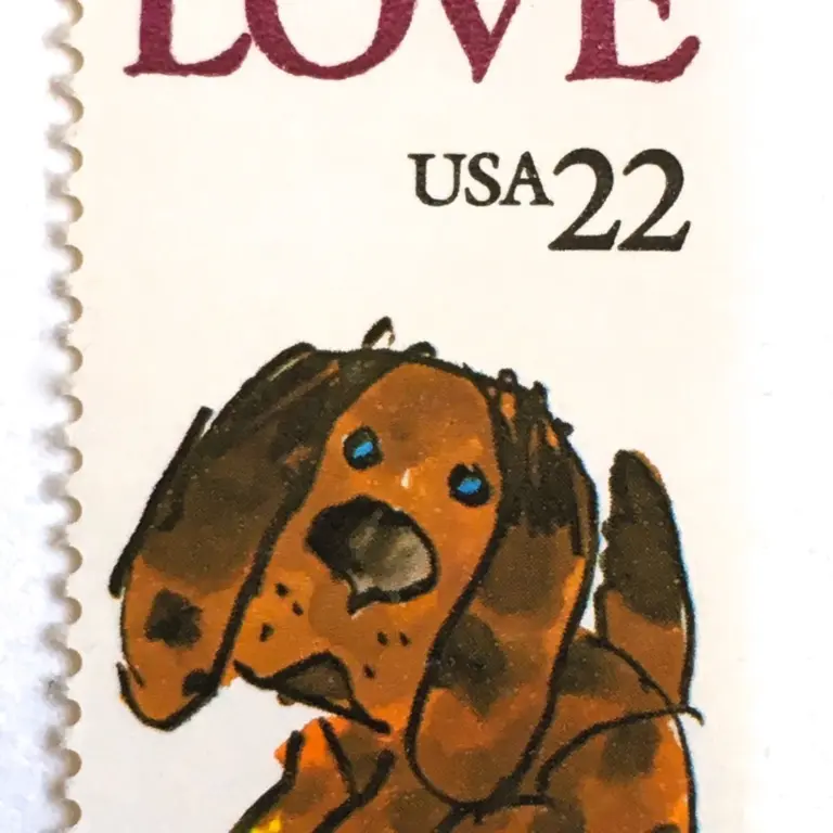 10 Puppy LOVE Postage Stamps Vintage Dog Love Stamps for Mailing