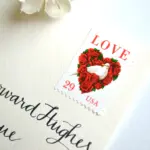 10 Red Rose Heart Postage Stamps White Dove Love Unused Vintage Valentine Postage Stamps For Mailing