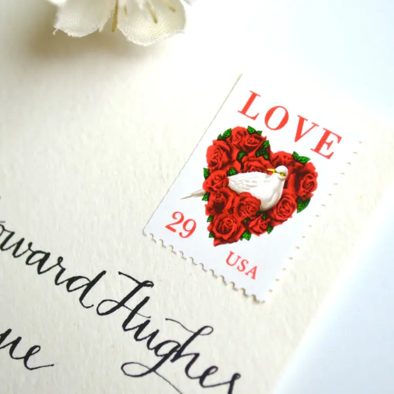 10 Red Rose Heart Postage Stamps White Dove Love Unused Vintage Valentine Postage Stamps For Mailing