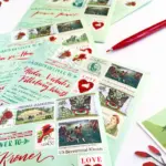 10 Red Rose Heart Postage Stamps White Dove Love Unused Vintage Valentine Postage Stamps For Mailing