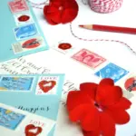 10 Red Rose Heart Postage Stamps White Dove Love Unused Vintage Valentine Postage Stamps For Mailing