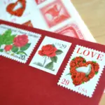 10 Red Rose Heart Postage Stamps White Dove Love Unused Vintage Valentine Postage Stamps For Mailing