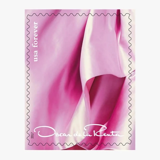 10 Forever Pink Satin Postage Stamps Oscar De La Renta Pink Fashion Postage Stamps for Mailing
