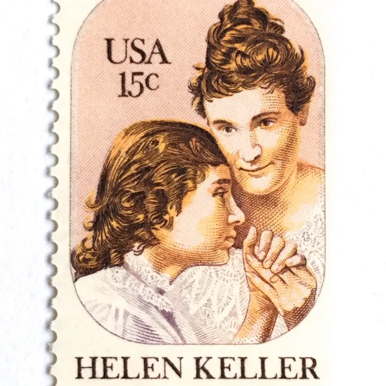 10 Vintage Hellen Keller Stamps Unused Pink Postage Stamps for Mailing