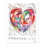5 Heart Forever Postage Stamps Quilled Paper Heart Unused Love Stamps For Mailing Wedding Invitations and Valentines