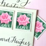 10 Pink Rose Vintage Postage Stamps Unused Love Stamps For mailing Cards and Wedding Invitations