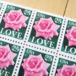 10 Pink Rose Vintage Postage Stamps Unused Love Stamps For mailing Cards and Wedding Invitations