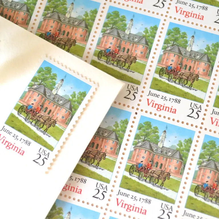 10 Vintage Virginia Postage Stamps Unused Stamps for Cards or Invitations