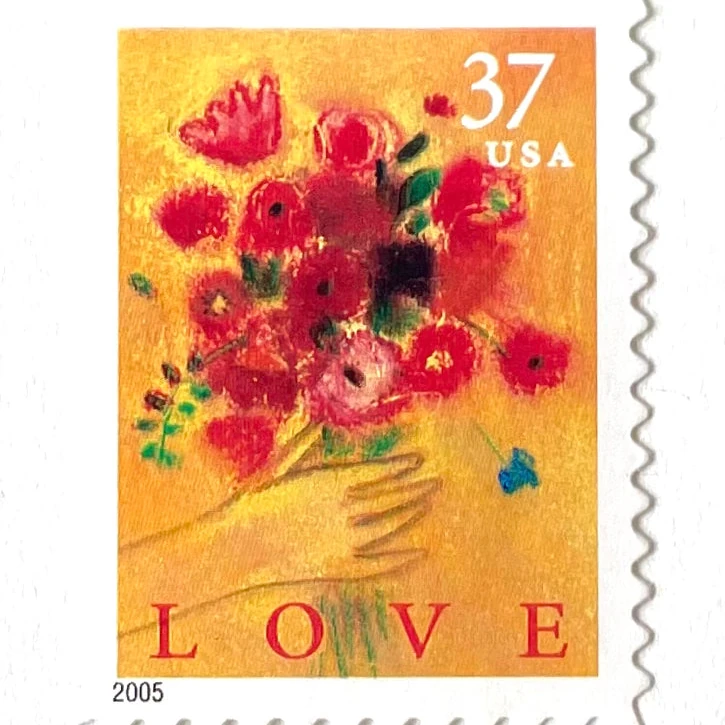10 Poppy Stamps Unused Vintage Flower Bouquet Poppies Postage for Mailing
