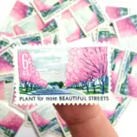 10 Vintage Pink Postage Tree Blossoms Unused Stamps for Mailing