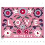 10 Pink Flower Forever Stamps Unused Botanical Love Stamps For Mailing