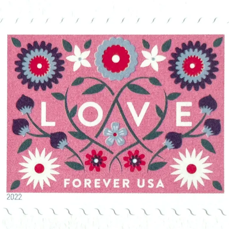 10 Pink Flower Forever Stamps Unused Botanical Love Stamps For Mailing
