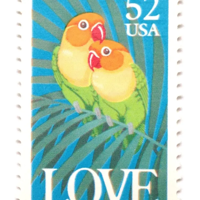 10 Tropical Love Birds Stamps Vintage Unused Stamps for Mailing