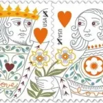 10 King & Queen of Hearts Unused Postage Stamps for Mailing Cards or Wedding Invitations