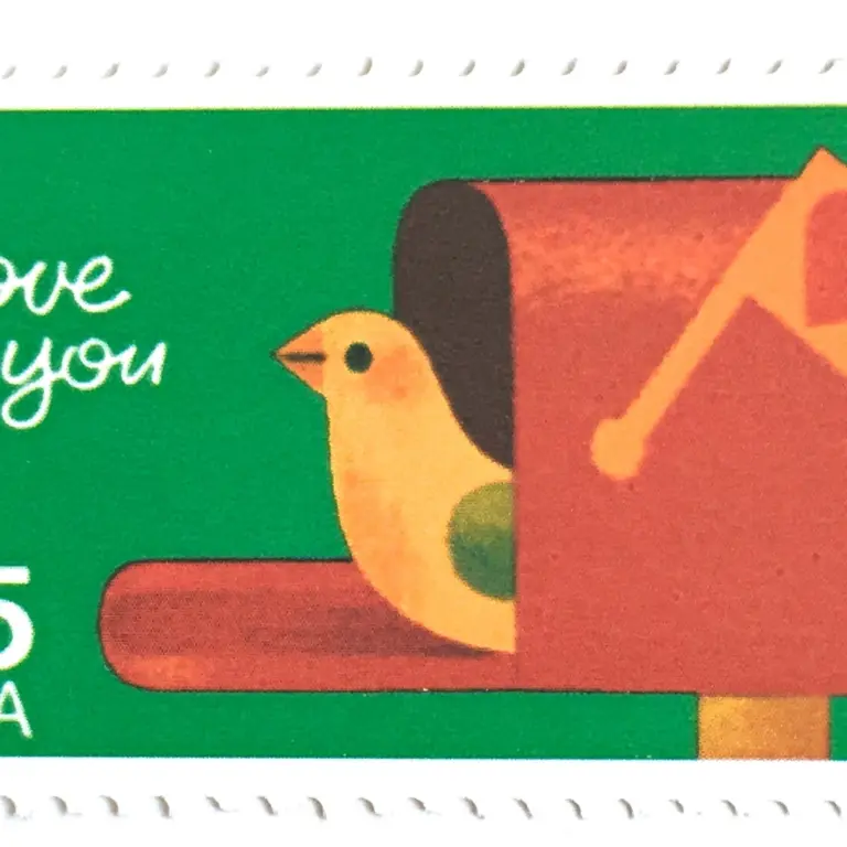 10 Vintage Mailbox Stamps Unused LOVE Bird Vintage Postage for Mailing