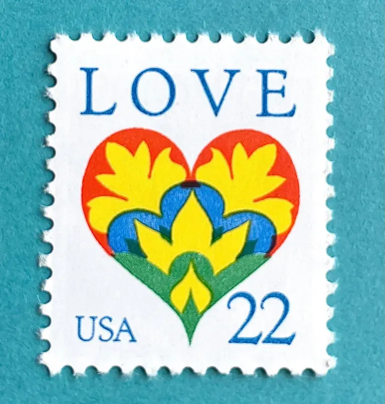 10 Heart Stamps Vintage Love Postage Stamps Unused For Mailing