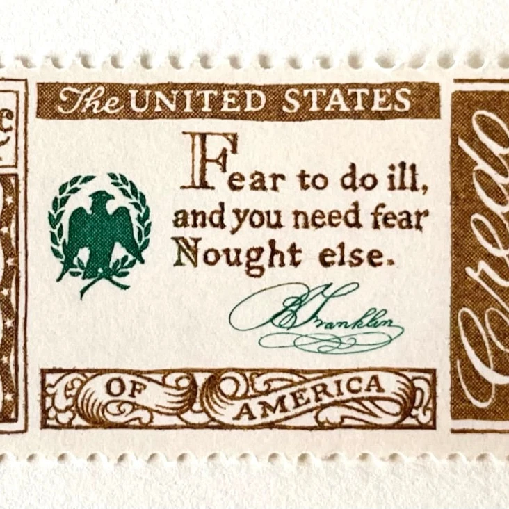 10 Gold Postage Stamps Unused Vintage Benjamin Franklin Quote Postage for Mailing