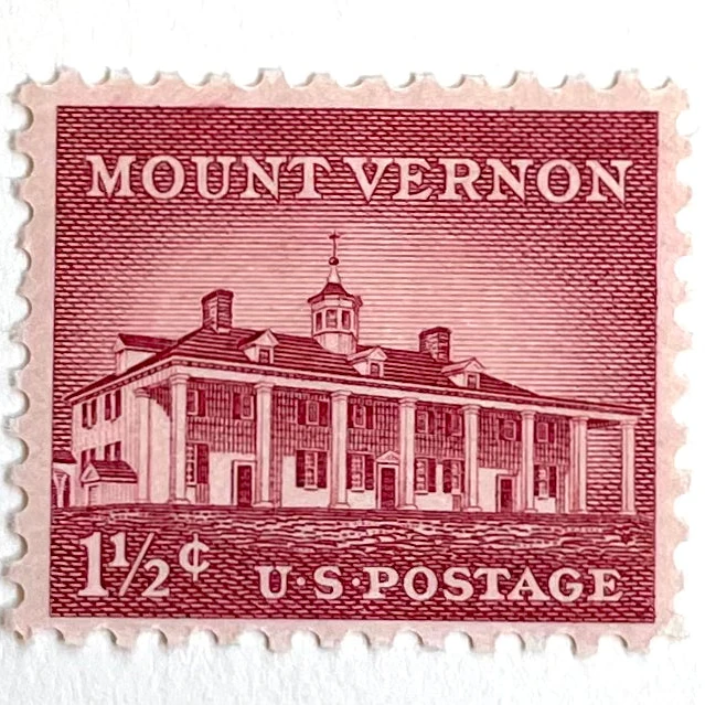 10 Mount Vernon Stamps George Washington Home Vintage Postage for Mailing