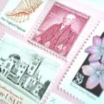 10 Vintage Pink Stamps Unused Noah Webster Blush Postage for Mailing
